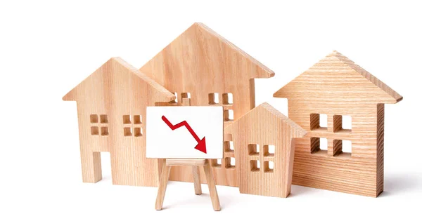 Снижение Цен Недвижимость Сокращение Населения Падение Процентов Ипотеке Снижение Спроса — стоковое фото