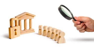 Hükümet veya banka ve bir asma kilit ev, tarih ve kültür anıtları koruma kavramı insanlara sıra. müzeler ya da hükümet binaları. Seçici odak