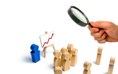 Lider duruyor kırmızı bir up Graph'la yakınındaki ok kişilik bir kalabalık hitaben bir konuşma konuşuyor. İş kavramı lider ve liderlik nitelikleri, kalabalık yönetimi, siyasi tartışma