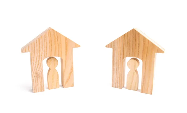 Twee Naburige Huizen Een Witte Achtergrond Het Concept Van Goede — Stockfoto