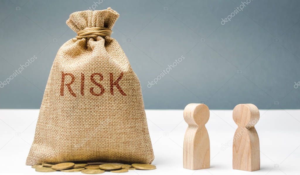 Financial risk management concept. Businessmen discuss methods to avoid financial crisis. The process of making and implementing management decisions. Fraud in the company. Unreliable team