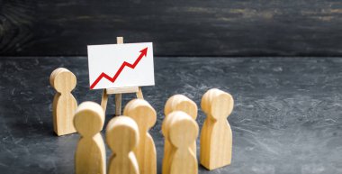 Bir toplantı ve lideri konuşma bakmak için kişi toplandı. Toplantı veya rapor geçmiş döneme ait. Analytics ve Strateji planlama. Kar ve gelir analizi, brifing. Seçici odak