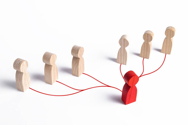 Лидер и подчиненные соединены линиями. Лидерство, командная работа, обратная связь в команде. Сотрудничество и сотрудничество. Иерархия в компании. Управление бизнесом и отдача приказов сотрудникам
.