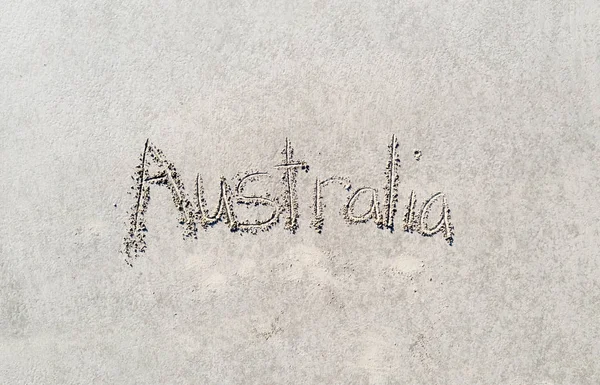 Australia Scritta Sulla Sabbia Della Spiaggia Nell Estremo Nord Del — Foto Stock