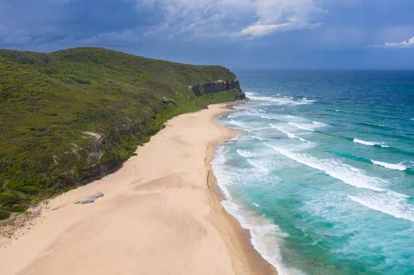 Una Vista Aerea Dudley Beach Appena Sud Newcastle Nuvole Tempesta — Foto Stock