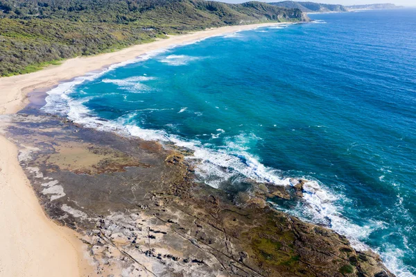 Vista Aérea Del Extremo Sur Dudley Beach Newcastle Australia Playa — Foto de Stock