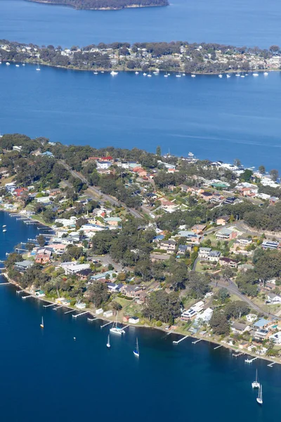 Widok Lotu Ptaka Point Połowów Wangi Jezioro Macquarie Australia Największego — Zdjęcie stockowe