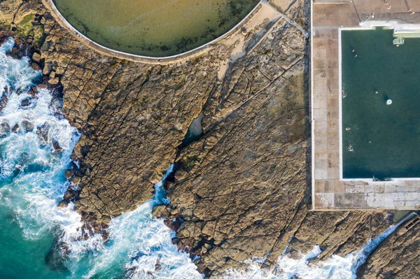 Newcastle ocean baths - Luftaufnahme. newcastle nsw australien — Stockfoto