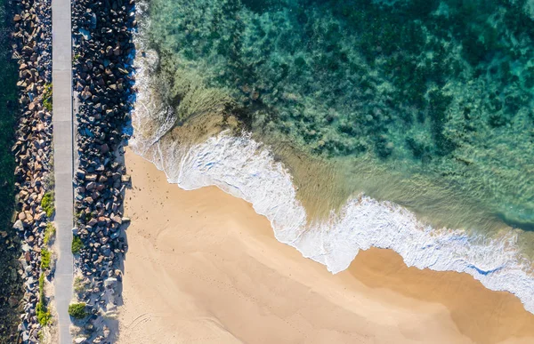 Nobbys Beach - Newcastle NSW Australia - Aerial View straight do — Stock Photo, Image