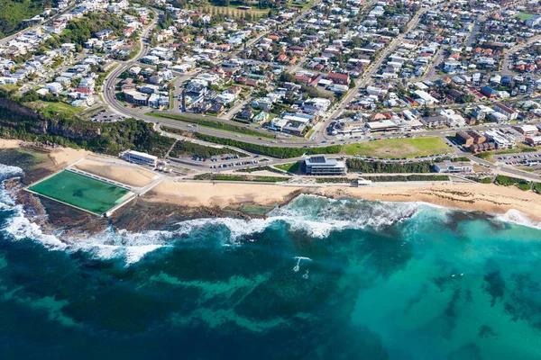 Повітряний Вид Пляж Мереветер Ньюкасл Nsw Australia Мереветер Одним Найкращих — стокове фото