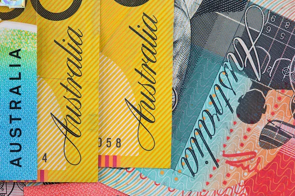 Varios Billetes Dólar Australiano Con Palabra Australia —  Fotos de Stock