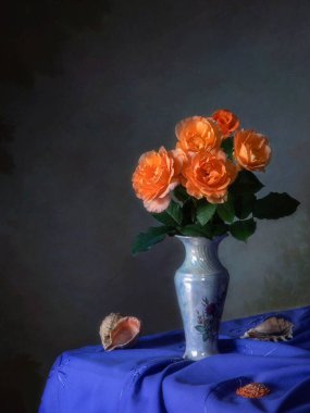 Bir buket portakallı gülle hayat