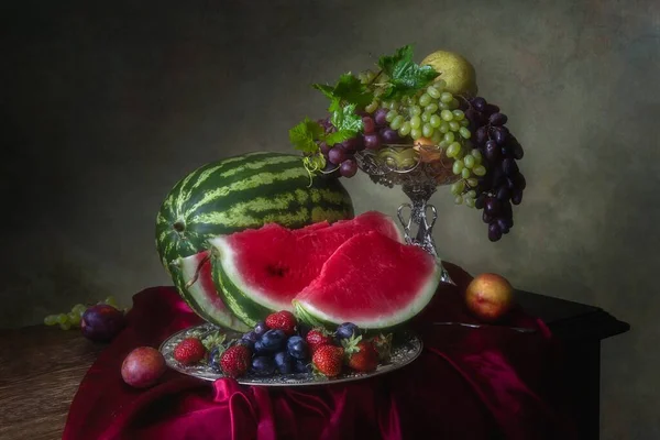 Zátiší Plátky Ovoce Melounů — Stock fotografie