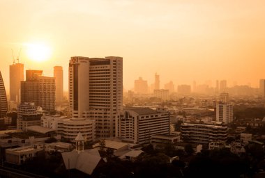 Bangkok, Tayland kötü hava kirliliği Pm2.5 koşul gecenin atmosferini. 