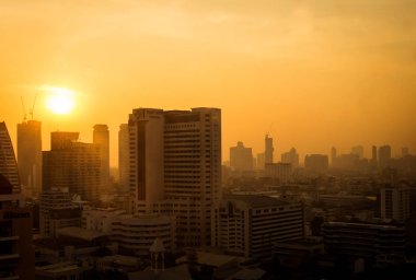 Bangkok, Tayland kötü hava kirliliği Pm2.5 koşul gecenin atmosferini. 