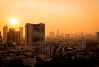 Bangkok, Tayland kötü hava kirliliği Pm2.5 koşul gecenin atmosferini. 