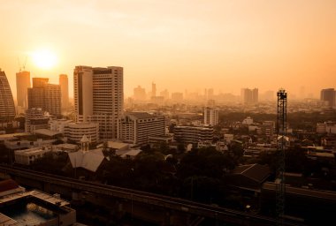 Bangkok, Tayland kötü hava kirliliği Pm2.5 koşul gecenin atmosferini. 