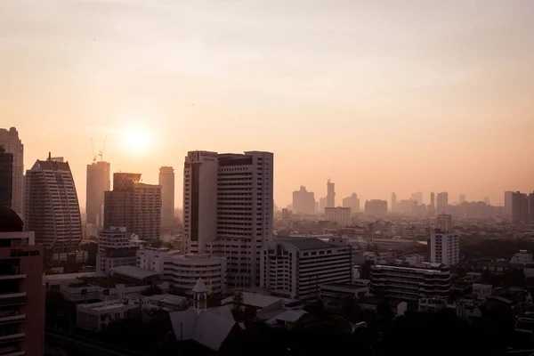 Bangkok Tayland Kötü Hava Kirliliği Pm2 Koşul Gecenin Atmosferini — Stok fotoğraf