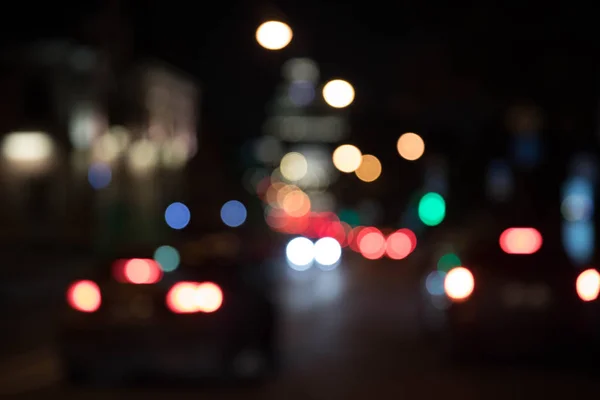 Texture Bokeh Traffic Light Fires Night City Dark Background Motion — Stock Photo, Image