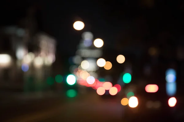 Texture Bokeh Traffic Light Fires Night City Dark Background Motion — Stock Photo, Image