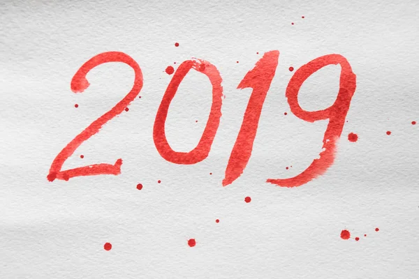 Figuren Die Das Neue Jahr 2019 Symbolisieren Werden Mit Roter — Stockfoto