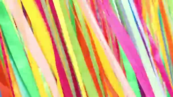 Multicolored Silk Atlas Tapes Spread Fluttering Wind — Stock Video