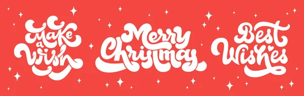 メリー クリスマスの文字を設定します グリーティング カード シャツ ポスター マグカップ デザインに最適 — ストックベクタ