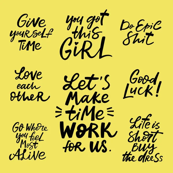 Motivational Lettering Set Handdrawn Quotes Perfect Use Prints Photo Overlays — Stock Vector
