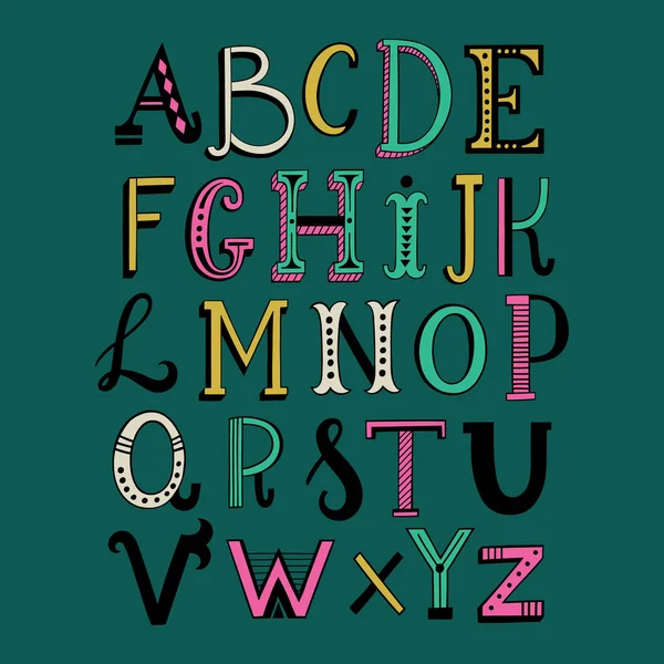 Handgetekende doodle letters alfabet — Stockvector