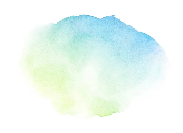 Aquarelle Artistique Créative Bleu Clair Coup Pinceau Vert Isolé Sur — Photo