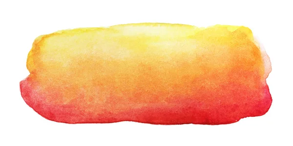 Abstract Hand Drawn Yellow Red Watercolor Brush Stroke Isolated White — Stock Photo, Image