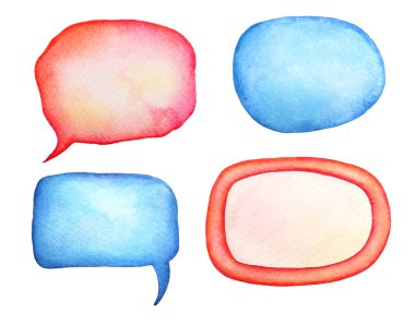 Suluboya topluluğu el çekilmiş arka metin için. Renkli konuşma balonları