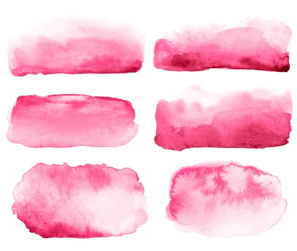 水彩の手のコレクションは ピンク赤いブラシ ストロークを描画 — ストック写真