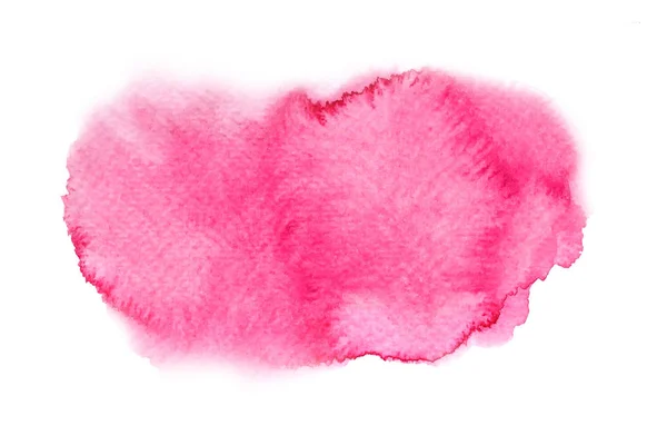 白の背景にひずみと紙の質感を持つ抽象的な水彩ピンクの塗りつぶし — ストック写真