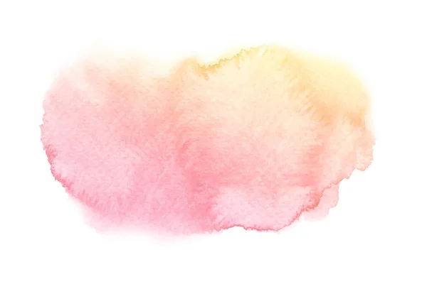 白い背景に水彩画抽象ピンクの黄色のブラシストローク — ストック写真