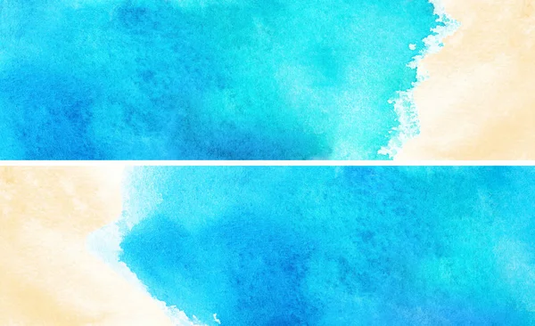 Ilustrasi Warna Air Dari Pemandangan Atas Pantai Latar Belakang Lanskap — Stok Foto