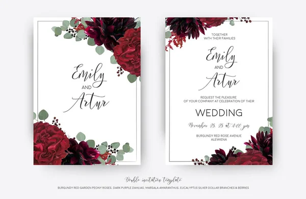 Bruiloft Vector Floral Uitnodigen Uitnodiging Opslaan Het Datum Kaart Moderne — Stockvector