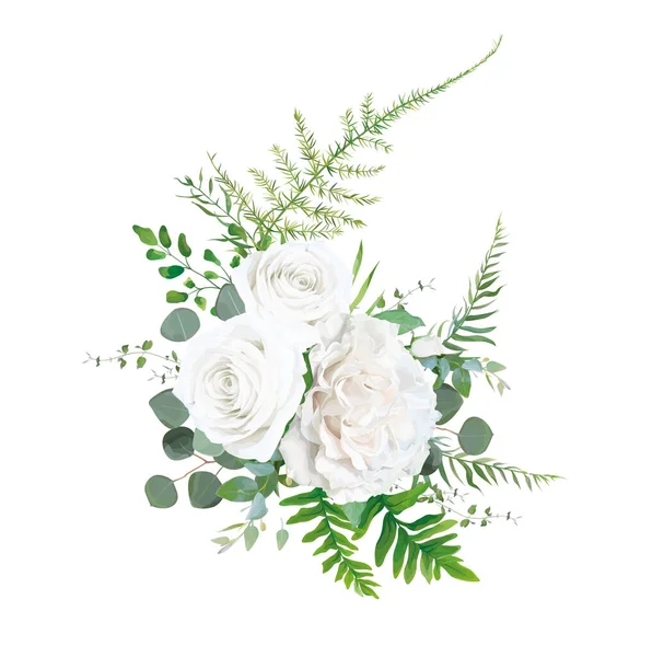 Diseño Floral Vectorial Del Ramo Jardín Marfil Blanco Polvo Pálido — Vector de stock