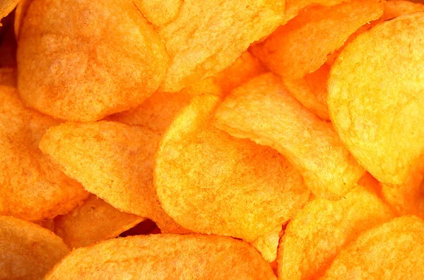 Textur Von Kartoffelchips Frittiert Knusprigen Hintergrund — Stockfoto