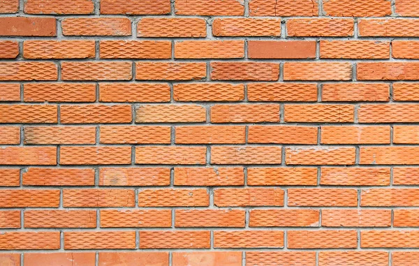 桔色沟槽纹理砖墙 — 图库照片