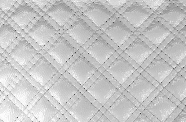 Texture Cuir Artificiel Diamant Blanc Avec Couture — Photo