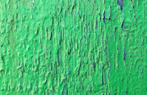 纹理老剥落漆绿色与蓝色裂纹 — 图库照片