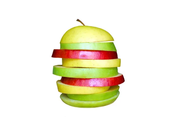 Apple Two Color Fresh Juicy Cut Slices — Stock Photo, Image