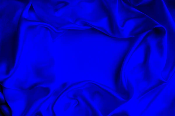Tissu Satiné Brillant Juteux Cintré Ondulé Bleu — Photo