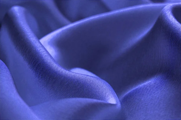 Tela Satén Brillante Jugoso Flexión Ondulado Azul —  Fotos de Stock