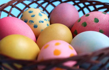 Tavuk yumurta farklı renklerde boyanmış