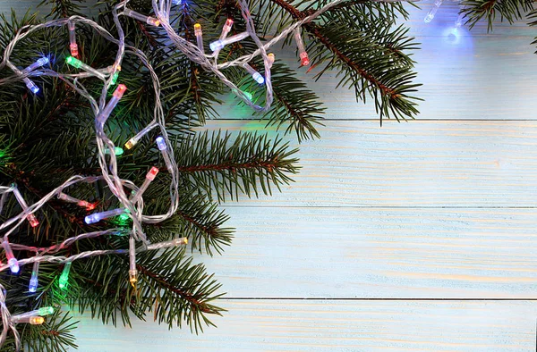 Colorful Garland Spruce Branches — Stock Photo, Image