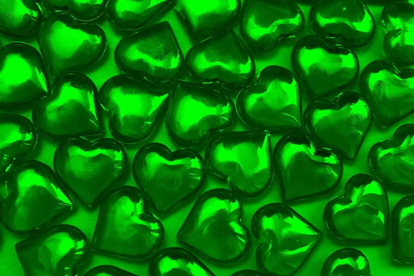 Textura Belos Corações Verde Transparente Para Romance — Fotografia de Stock
