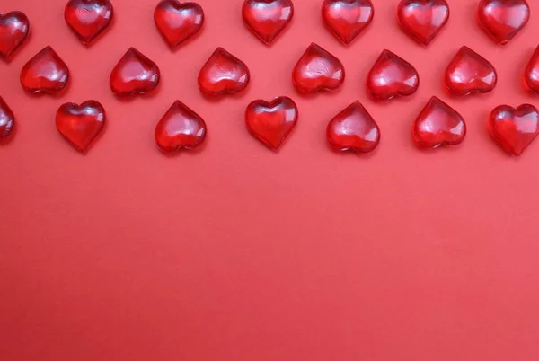 Texture Red Hearts Red Background — Stock Photo, Image