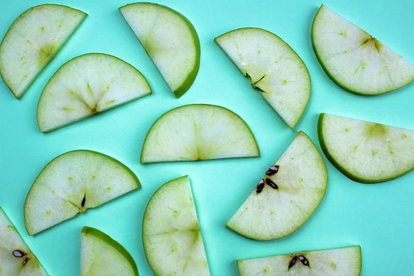 Υφή Φέτες Φέτες Πράσινου Μήλου Οστά — Φωτογραφία Αρχείου